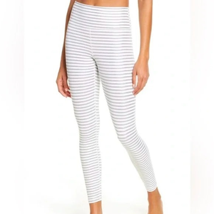 Spiritual Gangster Grey Stripe Essential‎ High Waisted Yoga Leggings Size Medium